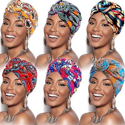 6 pièces pour femmes turban africain noeud de fleur chapeau pré-emmêlé chapeau