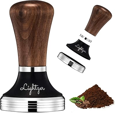Presse à expresso plate en bois élégante litzer pour paniers-filtres à café
