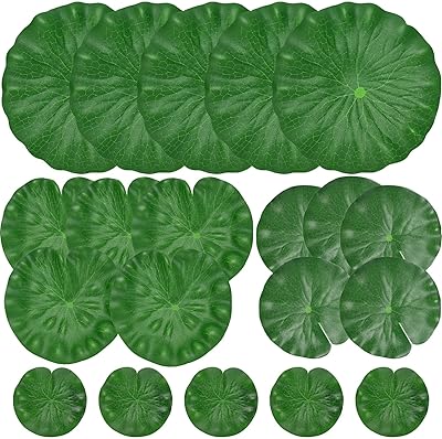 20 pièces de nénuphars réalistes en mousse artificielle, feuilles de lotus flottantes, tampons