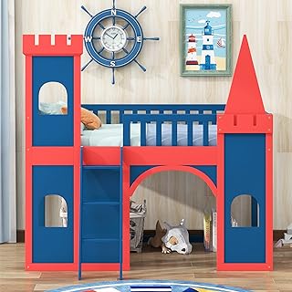 Lit mezzanine double pour enfant libfan, lit mezzanine double en forme de château