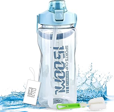 Bouteille d'eau decadee de 1500 ml sans bpa avec couvercle rabattable étanche