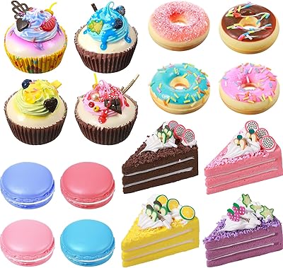 16 pièces de nourriture artificielle réaliste, donut cupcake, jouet de simulation de nourriture