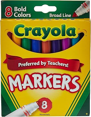 Ensemble de marqueurs crayola - 8 marqueurs épais et gras, multicolores, cyo587732, 1