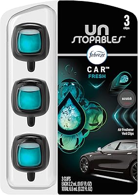 Désodorisant de voiture anti-odeur febreze unstoppables, clip de ventilation de voiture de 7,0