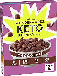 Céréales de petit-déjeuner chocolate wonderworks keto friendly, collation keto friendly, 1 g