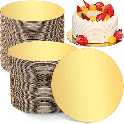50pcs planches à gâteaux rondes jetables 8" dorées résistantes à la graisse planches