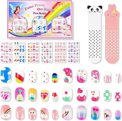 Ensemble de faux ongles à pression pour enfants de 144 pièces, faux ongles