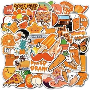 Autocollants pour bouteilles d'eau, kastwave 50pcs autocollants en vinyle imperméables mignons et frais, pour enfants filles adolescents ordinateur portable skateboard autocollants d'ordinateur - orange. Consommez mieux avec Diaytar, votre marketplace discount