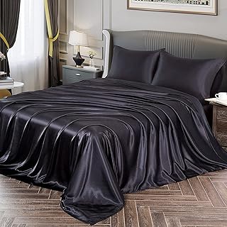 Parure de lit de luxe en satin doux et soyeux 4 pièces