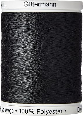 Fil à coudre gutterman, polyester, noir, 1000 mètres, 5,5×4×4 cm