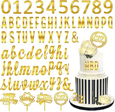 Décorations de gâteaux en acrylique avec alphabet et chiffres que vous pouvez installer