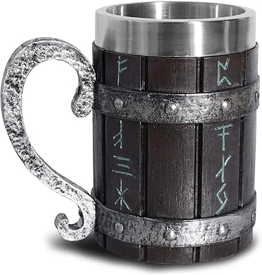 Tasse à café en bois de chêne au design viking nordique outalent