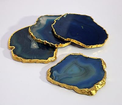 Dessous de verre en agate naturelle esplanade - lot de 4 dessous