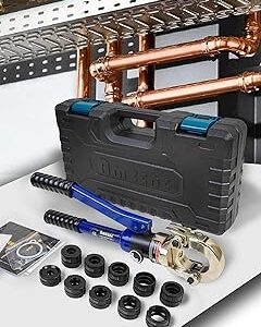 Pince à sertir hydraulique de 12 à 28 mm de diamètre, outil de sertissage de tuyaux en cuivre pour compression de tuyaux en cuivre avec 5 pièces en cuivre de 12, 15, 18, 22, 28 mm et 4 pièces pex-al-pex 16, 20, 26, 32 mm, 360 degrés head. Votre satisfaction commence ici, sur Diaytar Sénégal