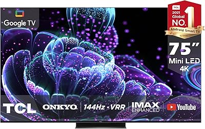 Tcl 75 pouces mini led, google qled tv, smart tv, gamemaster, 75c835, dolby