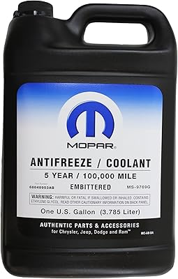 Véritable liquide de refroidissement/antigel mopar 68048953ab - bouteille de 1 gallon, noir