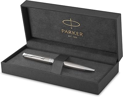 Stylo à bille parker sonnet en acier inoxydable avec garniture en palladium, encre
