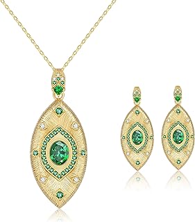 Bijoux émeraude tomophile pour femmes, bijoux émeraude mauvais œil pour femmes, ensemble collier