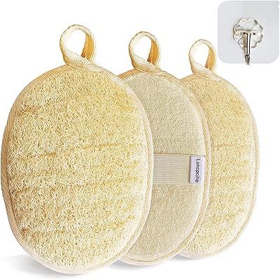 Loofah exfoliant naturel pour le corps (paquet de 3), éponge de bain