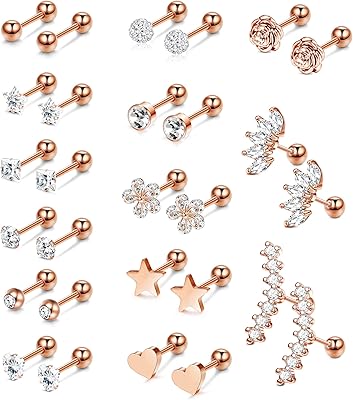 Yadoca 14 paires de boucles d'oreilles cartilage et serpent en acier inoxydable