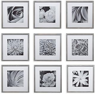 Ensemble de 9 cadres photo carrés gris gallery perfect avec impressions d'art texturées