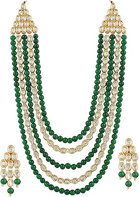 Ensemble de collier en pierre kundan plaqué or 18 carats shining diva fashion