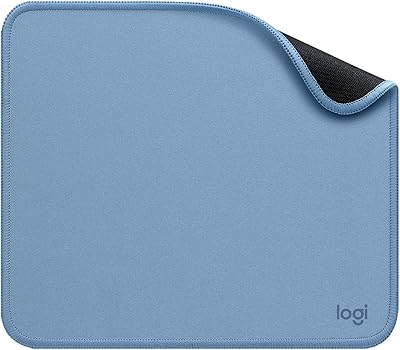 Tapis de souris logitech - série studio, tapis de souris d'ordinateur avec base en caoutchouc antidérapant, surface anti-déversement, matériau durable, portable, design moderne - bleu gris. Diaytar : Qualité professionnelle, prix grand public