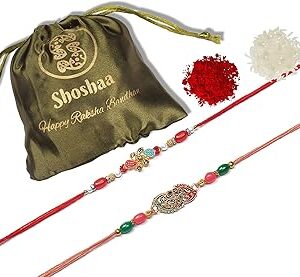Rakhi avec châle roli pour frère bhaiya cadeau de 2 pièces rakhi pour la famille raksha bandhan - créateur indien dernier rakhi pour bhai rakhi / cartes de vœux dans le sac.. Commandez malin, vivez mieux avec Diaytar