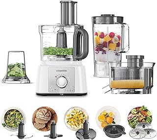 Robot culinaire multifonction kenwood 1000 w, avec trois disques en acier inoxydable, mixeur