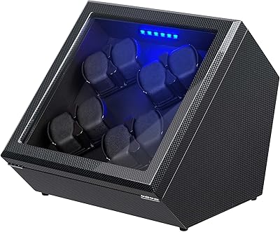 Boîte de remontage de montre en fibre de carbone finition piano avec touches
