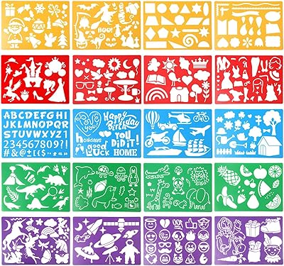 Un ensemble de pochoirs à dessin pour enfants, 20 pochoirs assortis, lettres réutilisables, fleurs et animaux, pochoirs pour enfants. Shoppez futé, shoppez Diaytar Sénégal