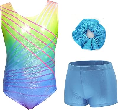 Aosva gymnastics girls maillot de bain une pièce brillant nouveau design géométrique danse