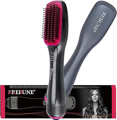 Brosse de coiffure à air chaud rebune 1200w re-kld806, brosse à cheveux électrique