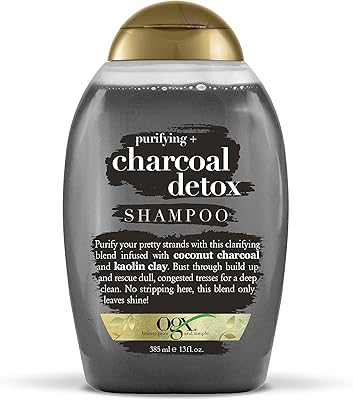 Shampoing ogx purifiant + déstructurant au charbon et nourrissant léger, sans sulfate, 13