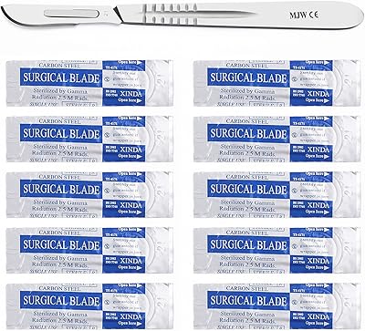 10pcs lames de scalpel #21 avec manche de scalpel #4 adaptées à la chirurgie,