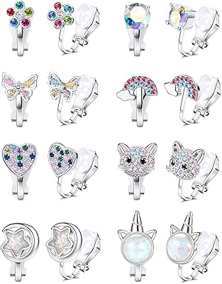 8 paires de boucles d'oreilles à clip pour femmes et filles, ensemble