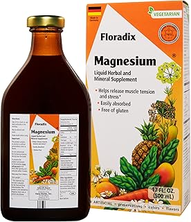 Supplément liquide végétarien floradix, magnésium pour le soutien musculaire et osseux, 500 ml