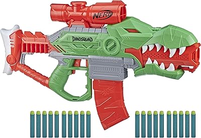 Nerf dino squad rex rampage dart blaster motorisé 10 fléchettes pinces
