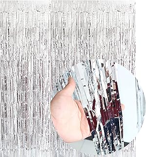 Rideaux à franges en feuille d'argent de 3200 pieds toile de fond