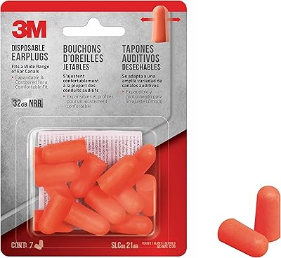 Bouchons d'oreilles de sécurité jetables 3m, bouchons d'oreilles flexibles légers, 7 paires