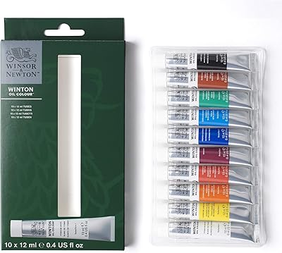 Ensemble de peinture à l'huile winser & newton winton, 10 couleurs en tubes
