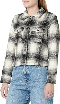 Veste courte à carreaux onllou petite otw fn pour femme