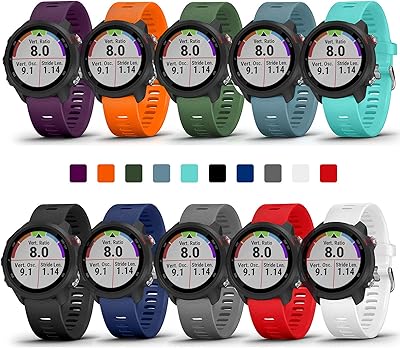 Colapoo lot de 10 bracelets multicolores compatibles avec garmin forerunner 245-645 en silicone