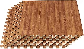12 pièces tapis de sol emboîtables en grain de bois eva de 1