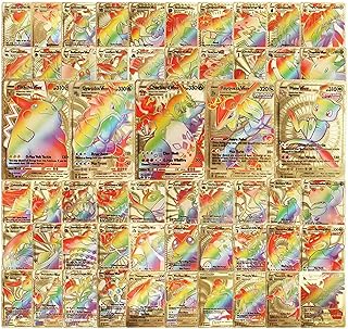 55 cartes tcg en feuille d'or, boîte de cartes en or arc-en-ciel rare