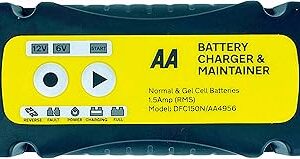 Chargeur de batterie de voiture aa aa4956, prise britannique entièrement automatique avec connecteurs à pinces crocodiles, utilisé par les patrouilles aa, noir/jaune, 1,5 a 6 v/12 v. Diaytar Sénégal : Votre guichet unique pour tous vos achats