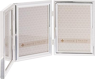 Lawrence frames cadre photo triple à charnière en métal plaqué argent (vertical)