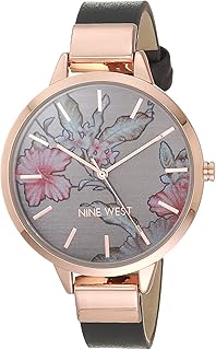 Montre pour femme nine west avec cadran rose et bracelet floral