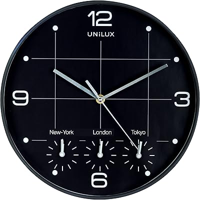 Unilux 400094567 horloge universelle noire - convient aux magasins et bureaux locaux
