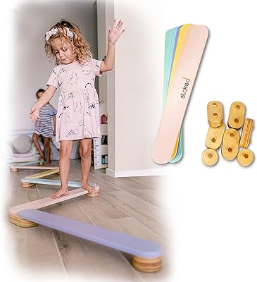 Poutre d'équilibre en bois stokid pour enfants, équipement d'équilibrage pour jeunes enfants, multicolore